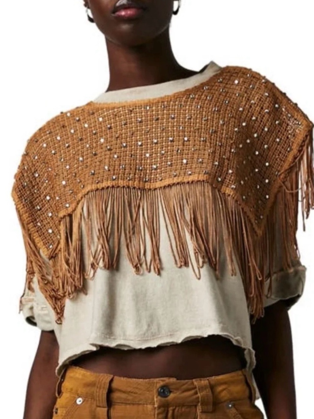 Free People Midnight Rodeo Fringed  Top